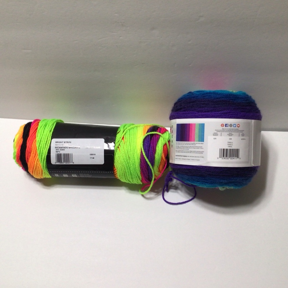 Bright Bold Colors - Lion Brand Mandela and Red Heart Super Saver Stripes
